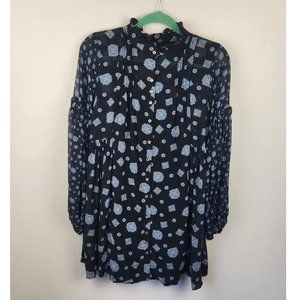 Free People Boho Print Long Sleeve Mini Dress sz XS